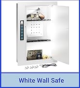 Grimtron Quick Access Wall Safe with Removable Pegboard & Shelfs, Flat Hidden White Wall Safes Be...
