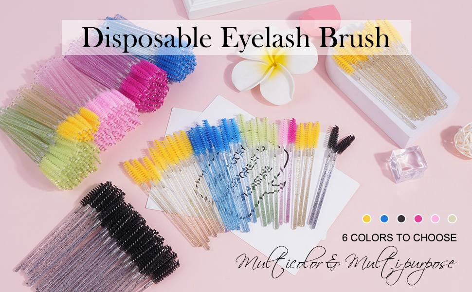 300 PCS Disposable Eyelash Brushes Mascara Brushes Crystal Wands 6