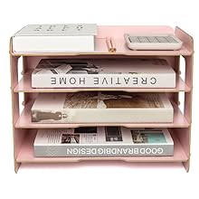 EXERZ Wooden File Organiser 4 Tiers for Desk Tidy, Office Supplies, Document Holder