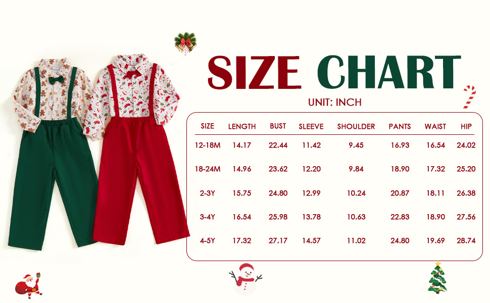 Toddler Baby Boy Christmas Outfit Gentleman Gingerbread Shirt Pants Set Boys Matching Clothes