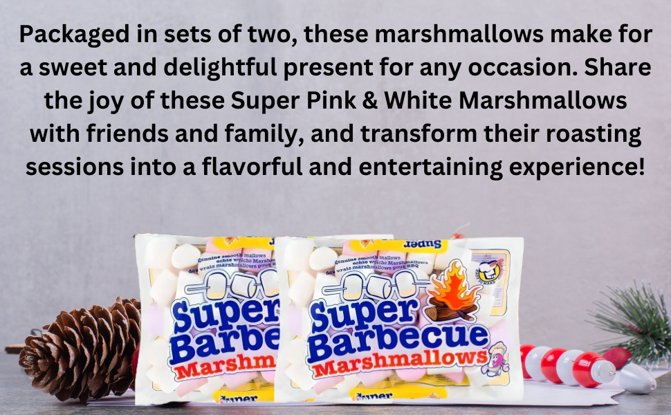 Super Pink White Marshmallows Colorful Treats BBQ gift Pack of 2 Smooth Treats Flavor Christmas 