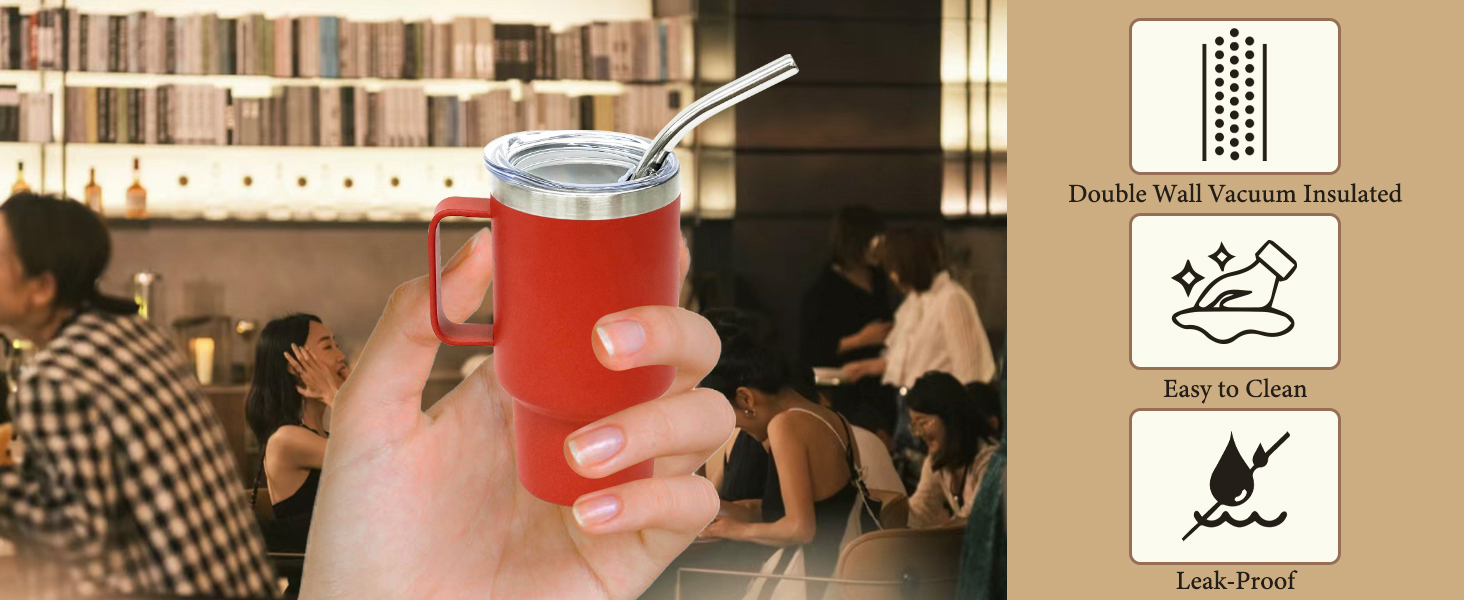 3 oz Mini Tumbler Shot Glass with Straw and Lid, Stainless Steel Shot Glasses with Handle