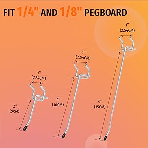 fit 1/4" and 1/8" pegboard