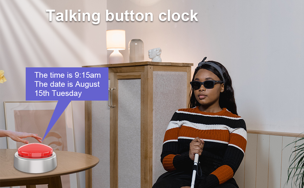 MOYEIKH Large Talking Button Clock,Talking Alarm Clock for