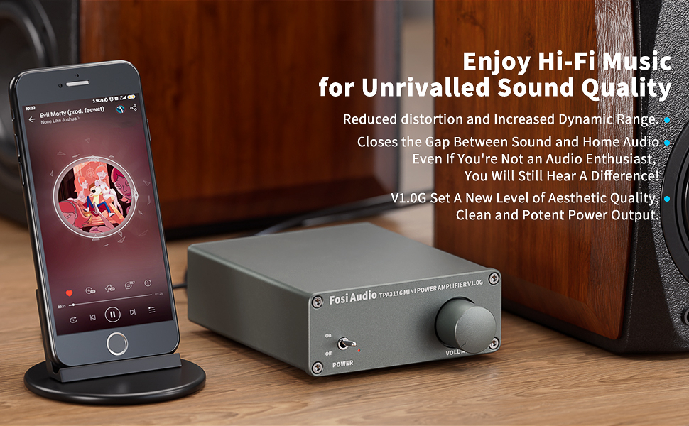 Fosi Audio V1.0G 2 Channel Class D Mini Stereo Amplifier for Home