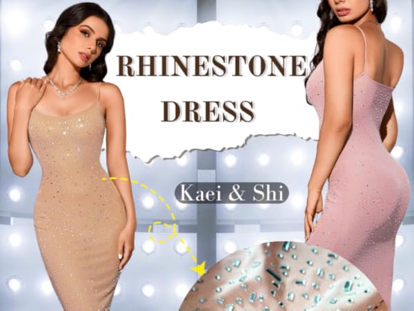 Amazon.com: Kaei&Shi Rhinestone Mesh Dress,Glitter Sparkly