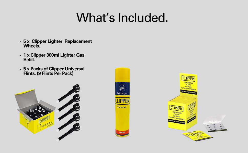 Clipper Lighter Accessory Kit 1 x Clipper 300ml Gas Refill 5 x