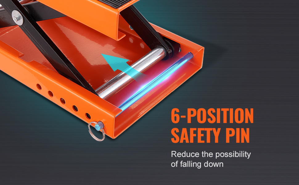 1100 Lbs Motorcycle Scissor Lift Jack With Wide Deck & Safety Pin