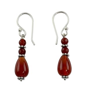 NOVICA Handmade Fair Trade Artisan Crafted Carnelian Earrings for Women & Girls Festive Collection
