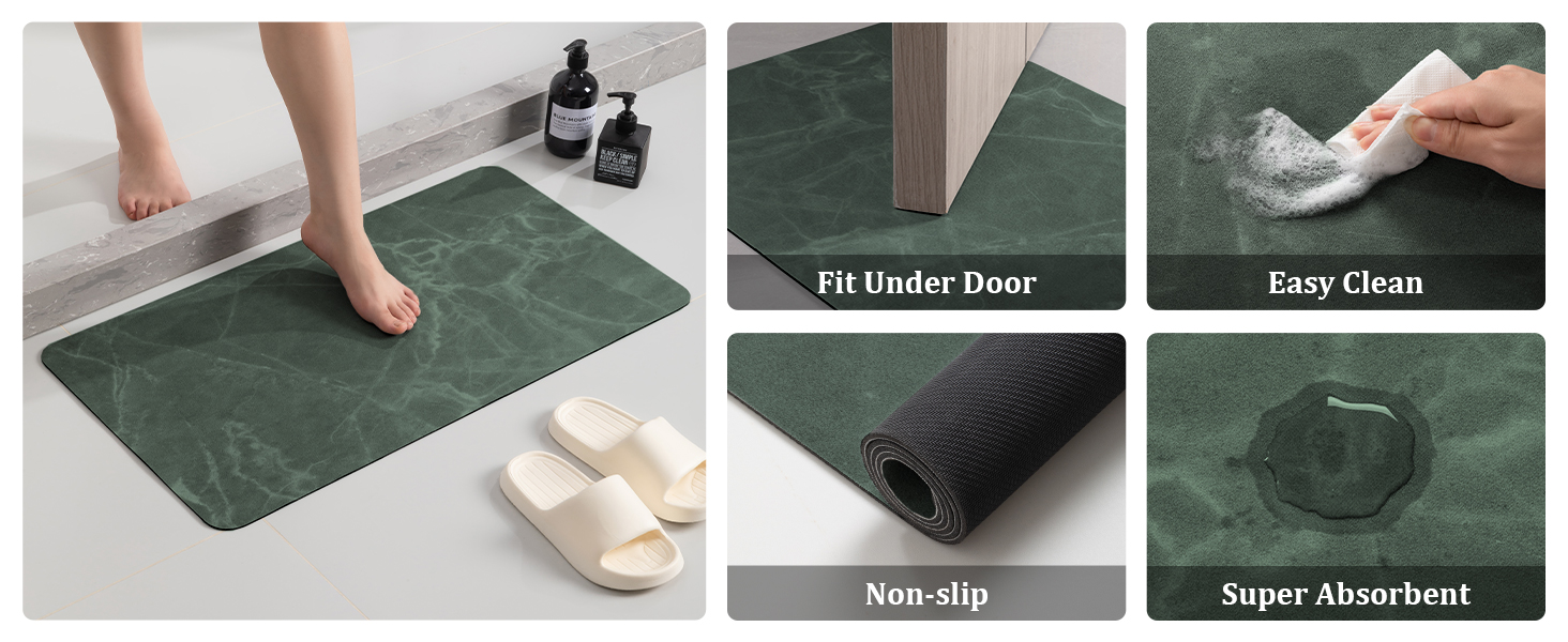 chakme Thin Bath Mat Sets, Rubber Bathroom Rugs Sets 2