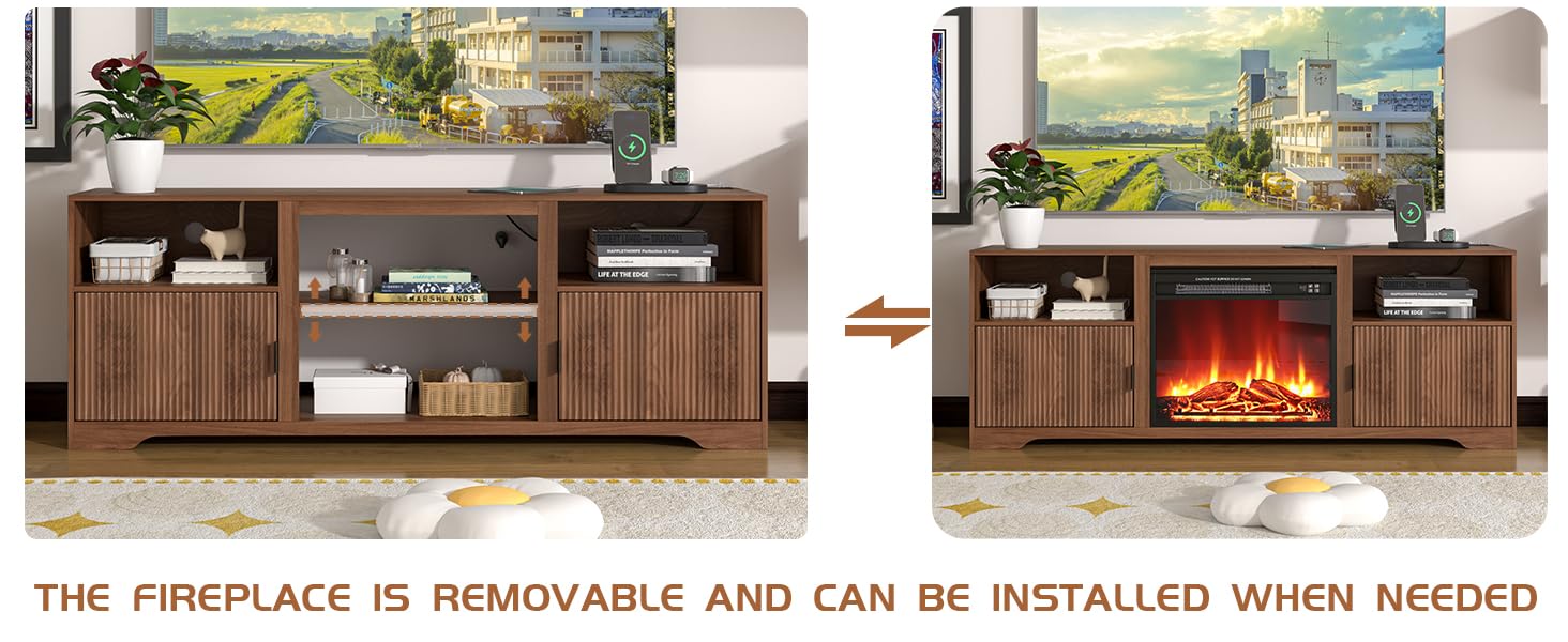 Mid-Century Modern Entertainment Center with Adjustable Shelf