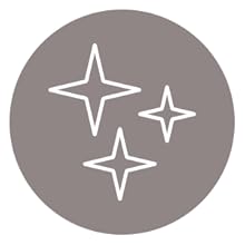 Icono circular gris con tres formas de estrellas de cuatro puntas blancas dispuestas en un patrón triangular