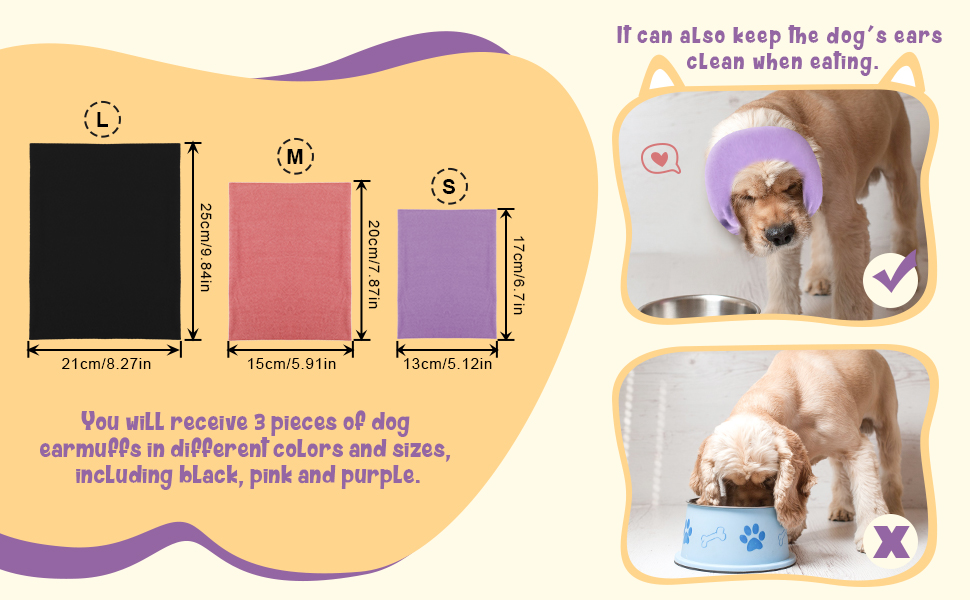 3 Pcs Dog Ear Muffs Noise Protection Dog Ear Covers Dog