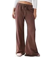 Hixiaohe Womens Casual Sweatpants Wide Leg High Waist Baggy Flared Pants Drawstring Elastic Worko...