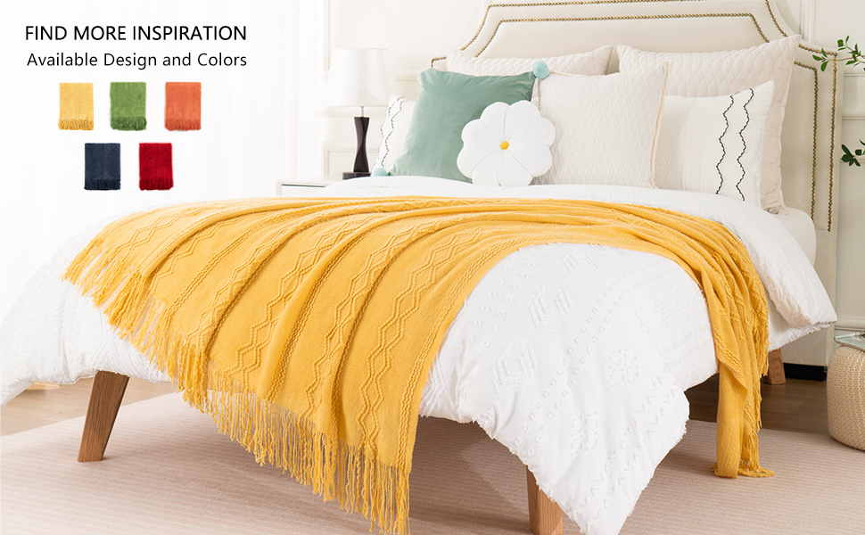 BATTILO HOME Yellow Throw Blanket for Couch Bed Sofa, Soft Cozy