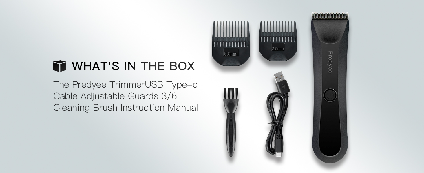 Predyee Electric Groin Hair Trimmer - Replaceable Ceramic Blade Heads, Waterproof Wet/Dry Clippers
