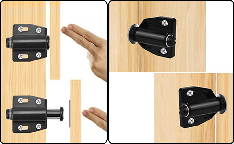 マグネット プッシュ 10個入り 超強力 引き出し キャビネット 家具 オープン 磁石 タッチ ラッチ キャッチ ダンパー 食器棚 金具 (ブラック