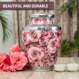 Pink Rose Cremation Urn for Human Ashes