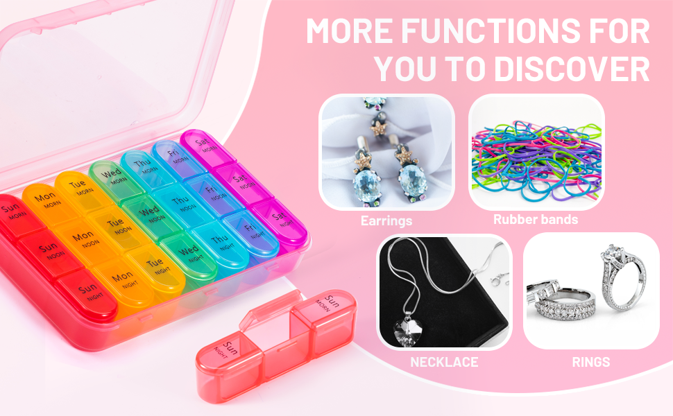 ASprink Pill Organizer 3 Times a Day Weekly/Daily Pill Box 7 Day Medicine