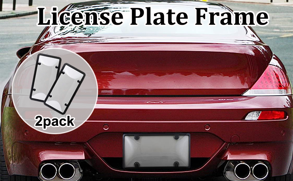 License Plate Covers, 2 Pack Clear License Plate Frames with Screw