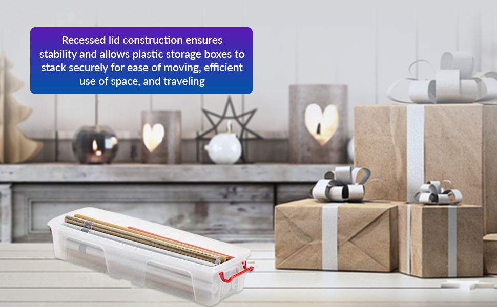 1ABOVE 20 Litre Wrapping Paper Storage Box, Extra Strong Box with Lid