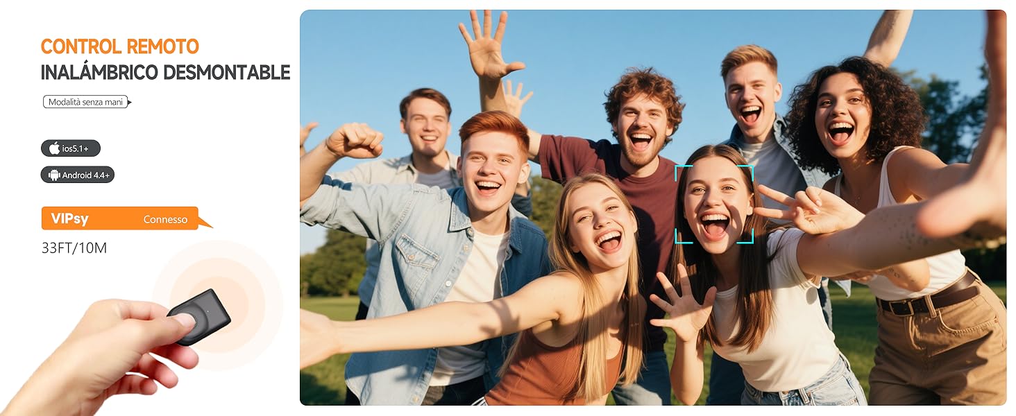 Pequeño dispositivo de control remoto inalámbrico negro que se sostiene en la mano, con botones visibles. El producto parece ser un accesorio electrónico portátil y compacto.