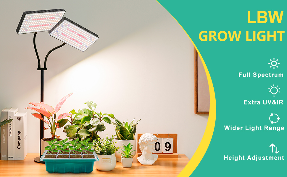 Grow Light, LED Plant Light for Indoor Plants Growing, Full Spectrum Desk Growth Lamp with Timer