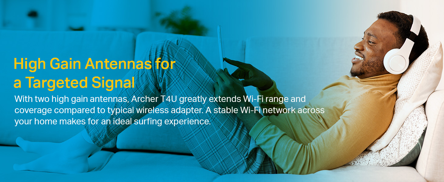 Archer T4U AC1300 High Gain Wireless Dual Band USB Adapter