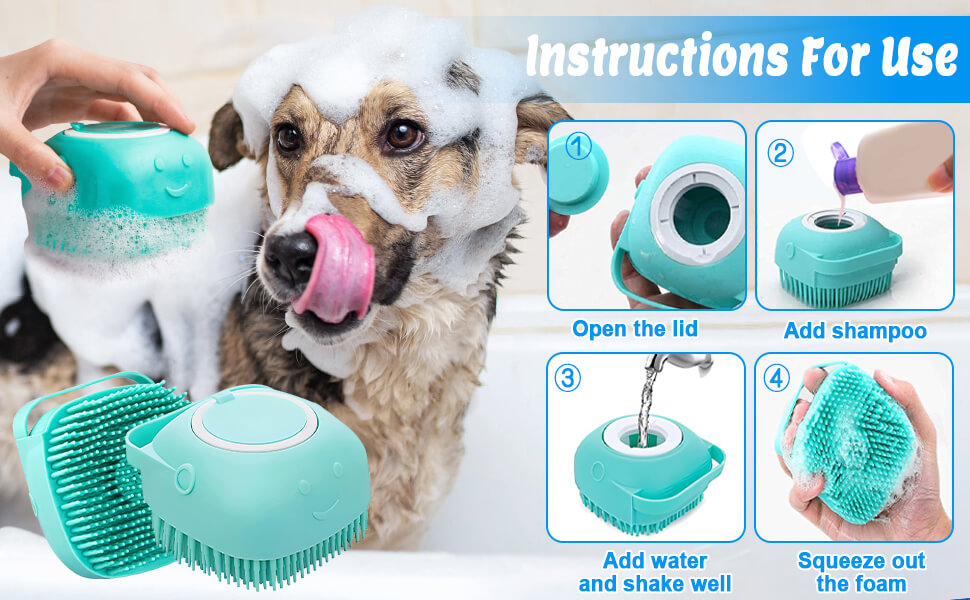 Dog Bath Brush Dog Shampoo Brush Dog Soap Scrubber for Bath Silicone Dog Wash