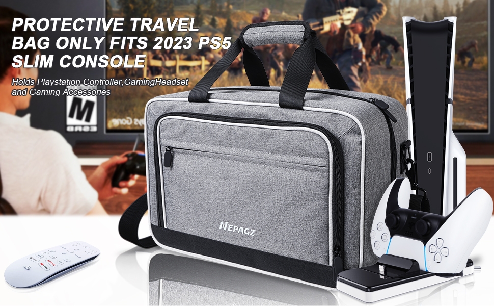 Nepagz Carrying Case Compatible with Olny PS5 Slim New Model, Protective Travel Bag Holds