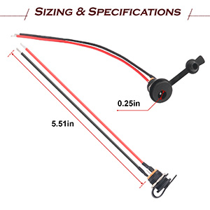 Electric scooter charging door for MX125 ROCKET DISPARCO, JETSON DYNACRAFT Hover-1, Swagtron, 6 and 12 Volt power supply scooter, power supply, 2-wires coaxial charging with a cap with dust cap 20 Jetson Electric Bike Parts