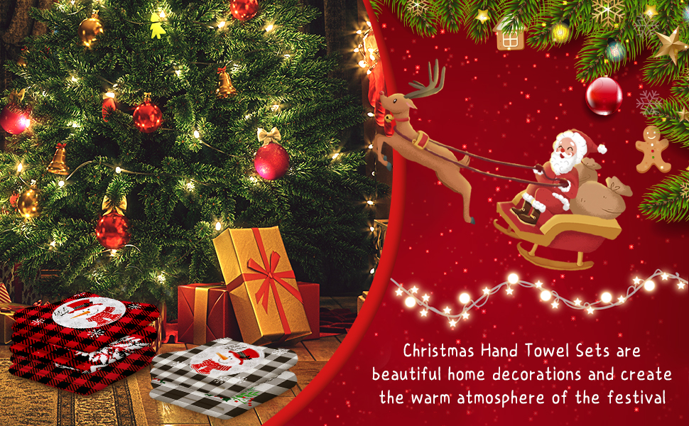 Christmas Kitchen Towels Set of 6 Snowman Snowflake