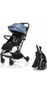 COSTWAY Folding Double Pushchair, Twin Pushchair With Adjustable Backrest, Footrest & Canopy, Travel Buggy With Reclining Function, Portable Twin