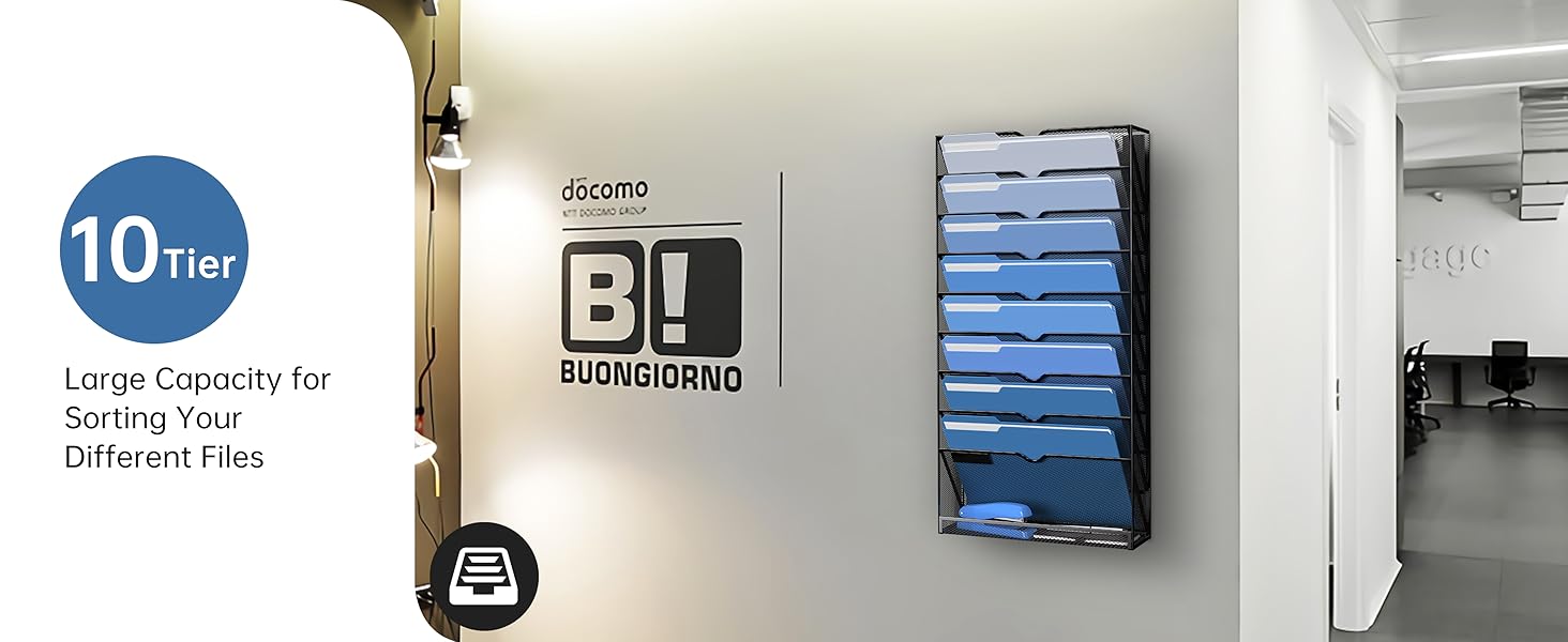 Amazon.com : DALTACK Wall File Holder 10 Tier Hanging Wall File ...