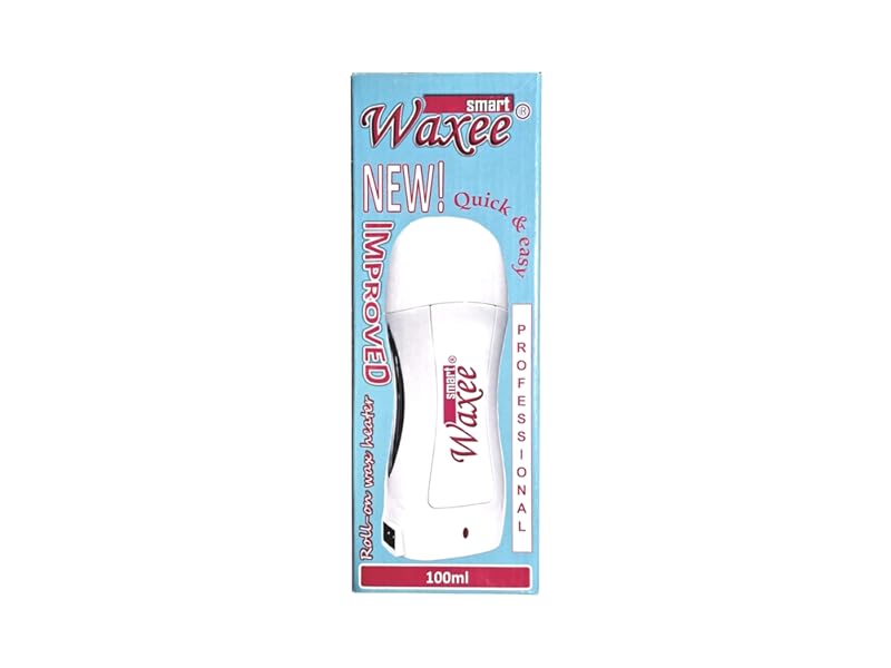 White electronic device against blue packaging background, appears to be a personal care or grooming tool.