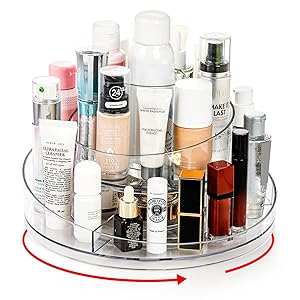 Organizador de Maquiagem Giratório 360° em Acrílico Transparente - Prateleiras Ajustáveis para Cosméticos, Batons e Cuidados com a Pele - Ideal para Penteadeiras | .br 7 porta maquiagem; porta pincel maquiagem; organizador giratorio