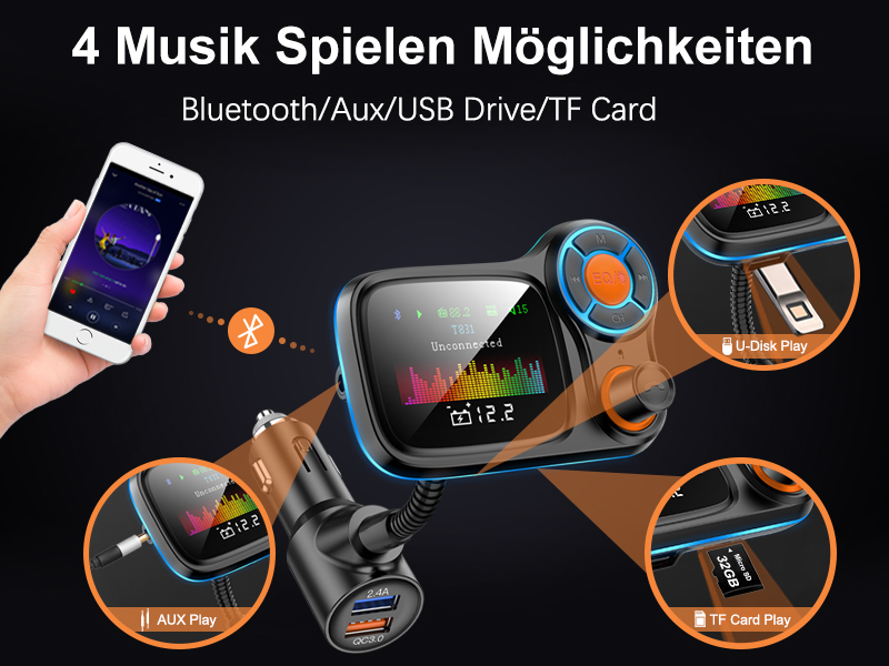 Bovon Bluetooth Fm Transmitter Auto Radio Adapter