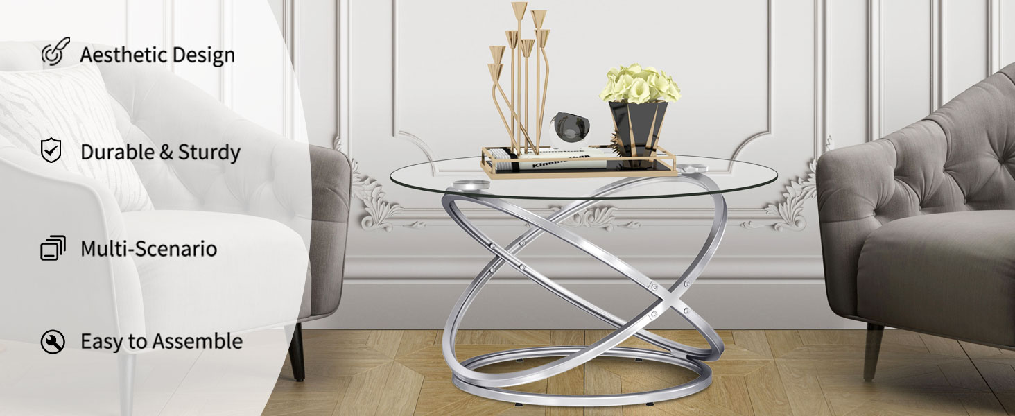 Contemporary Round Tempered Glass Coffee Table