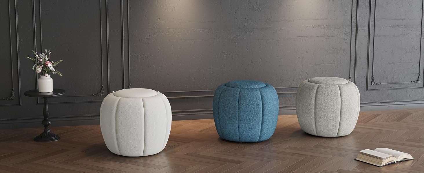 allamazing Storage Ottoman, Round Ottoman with Storage