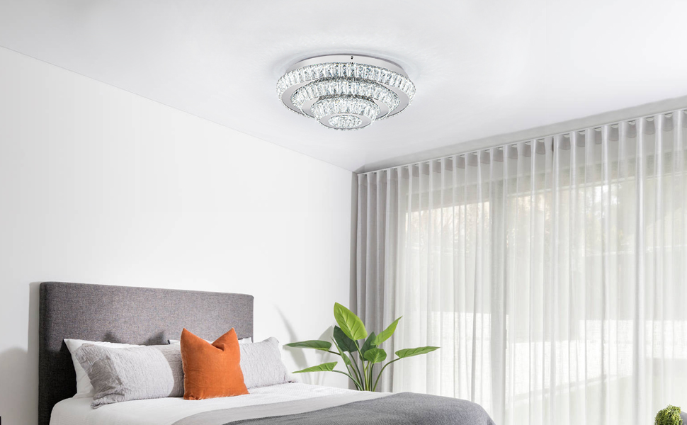 Modern Crystal Ceiling Light Crystal Chandeliers Flush Mount Ceiling