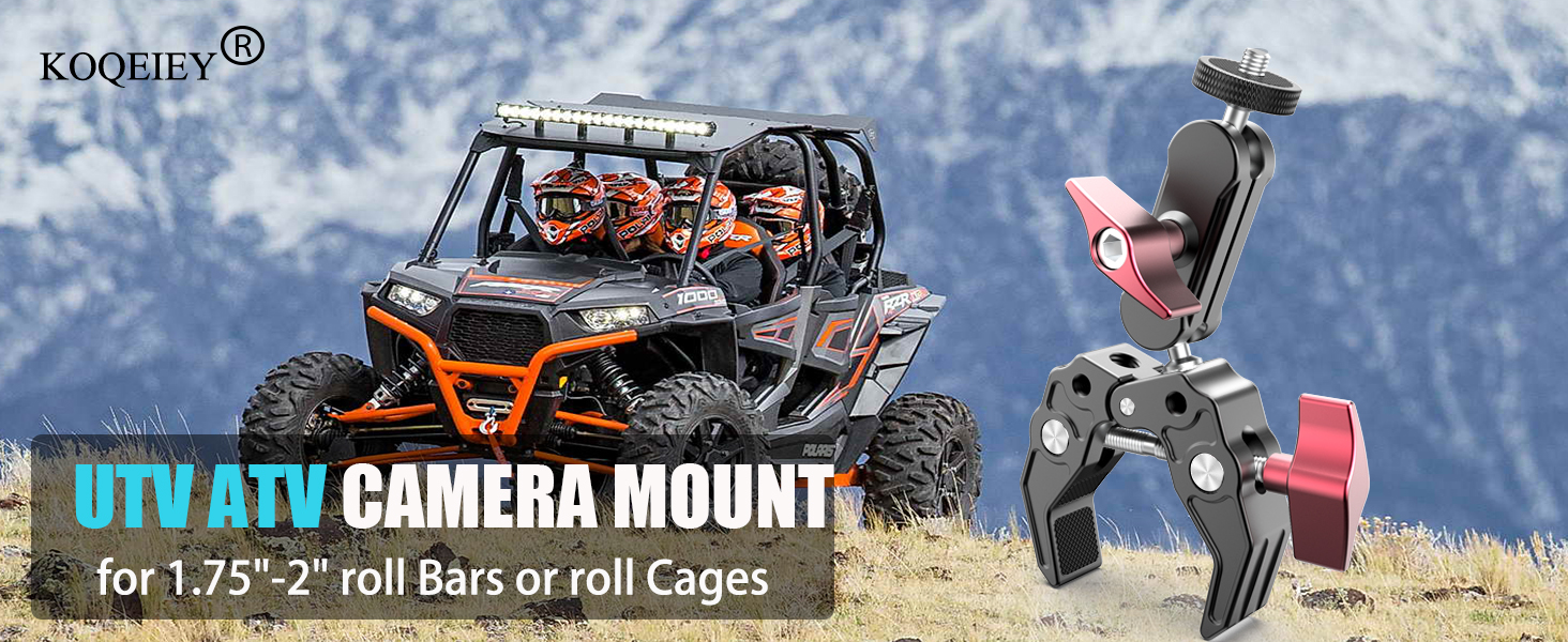 UTV Camera Mount Compatible with Gopro for 1.75"2" Roll