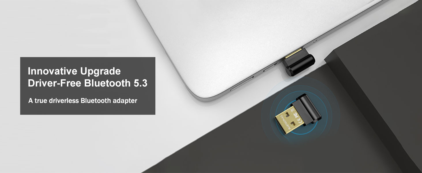 Bluetooth Adapter for Desktop PC, Plug & Play USB Mini 5.3 Bluetooth EDR Dongle Receiver