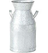 WHW Whole House Worlds Farmers Market Creamery Milk Can, Galvanized, Zinc, Corrugated Details, Me...