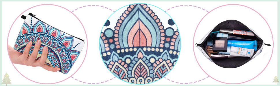 Printed fabric makeup bag soft