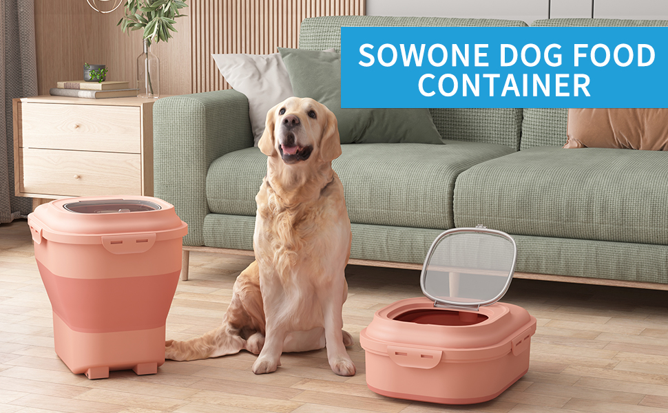 Sowone Foldable Dog Food Storage Container, 30 lb