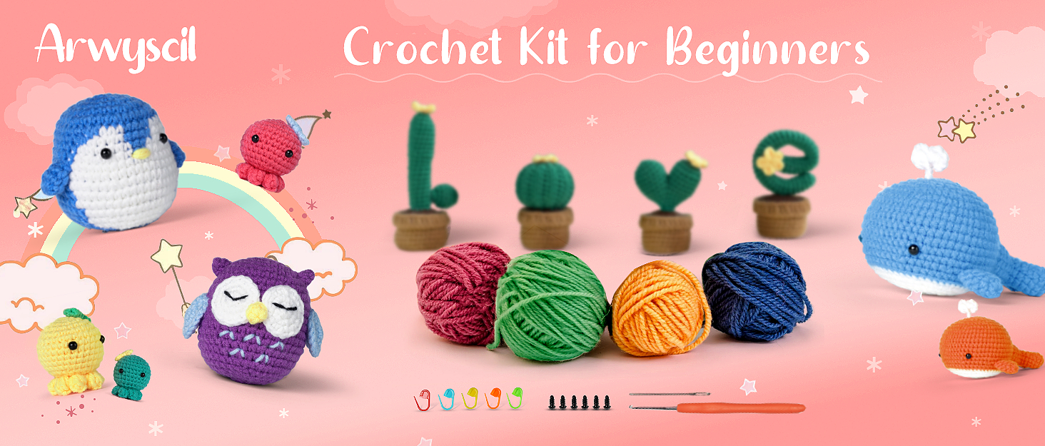 Crochet Kit for Beginners , DIY Craft for Adults and Kids