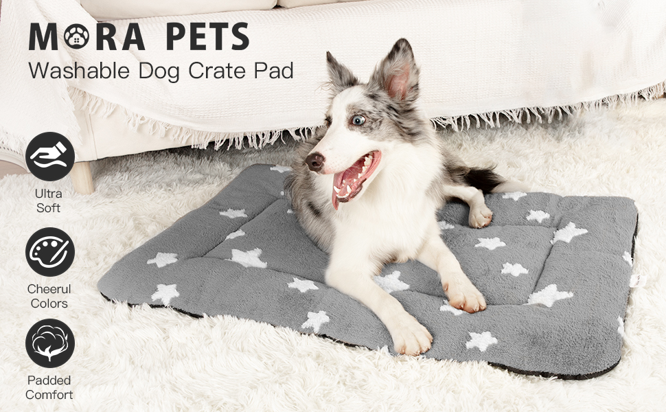 Mora Pets Dog Crate Pad Dog Bed Mat for Small Medium Dogs Washable Pet Kennel Pad