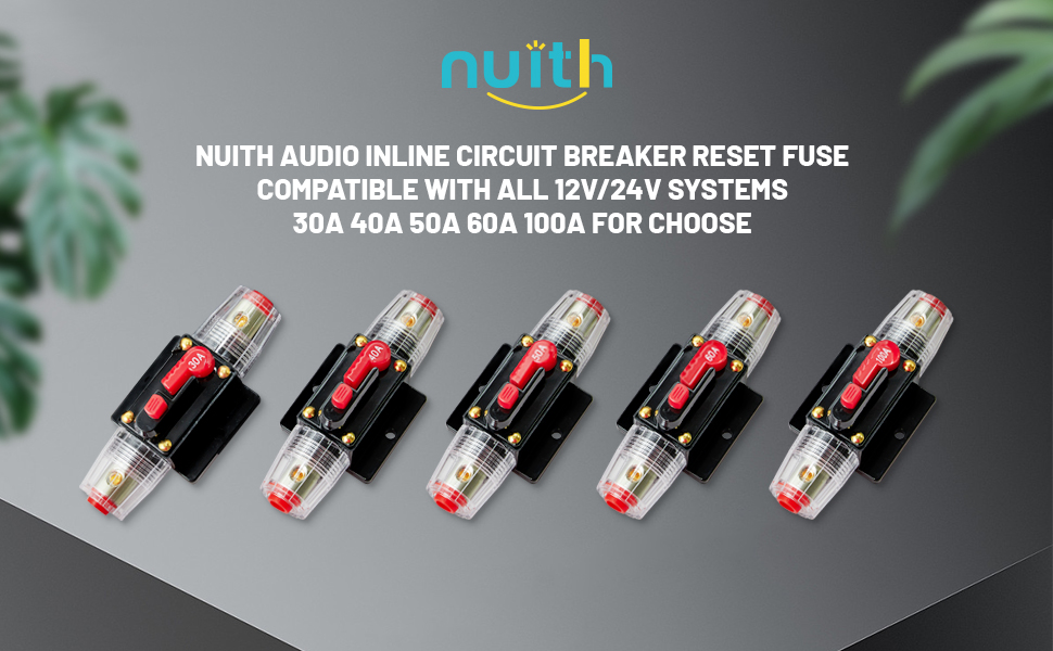 NuIth 40 Amp Inline Fuse Circuit Breaker with Manual Reset