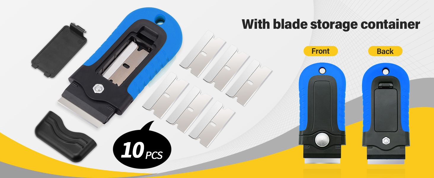 Gomake Locking Razor Blade Scraper with Safety Cap, Glass