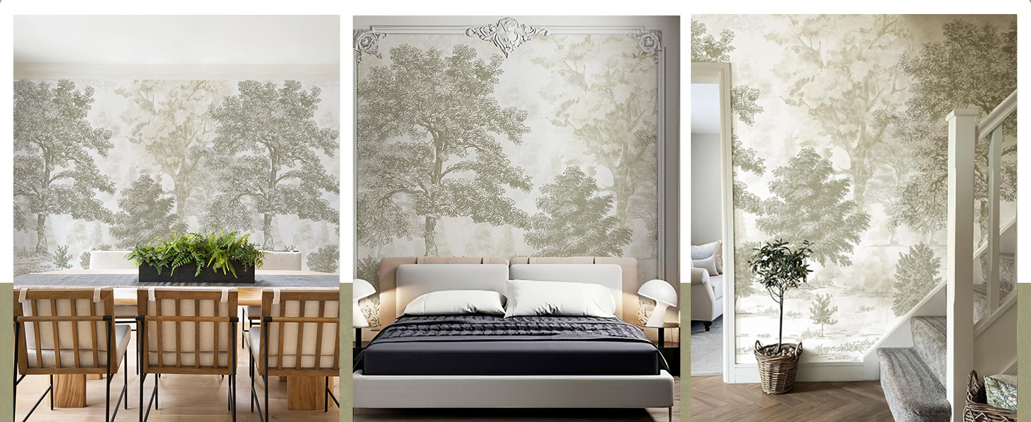 green forest wall mural